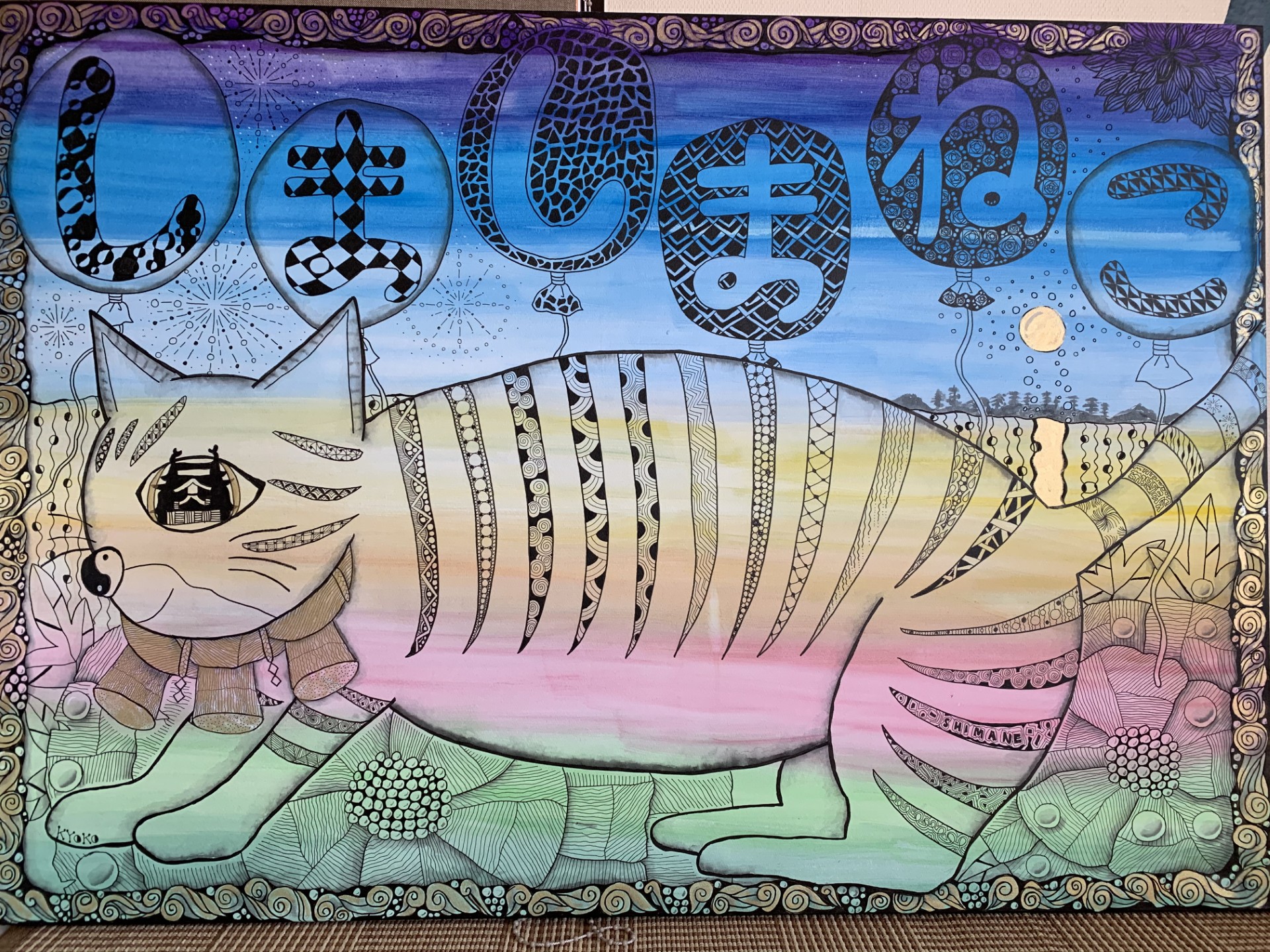 猫の絵】簡単3ステップで30分｜丸を使って初心者さんも描ける