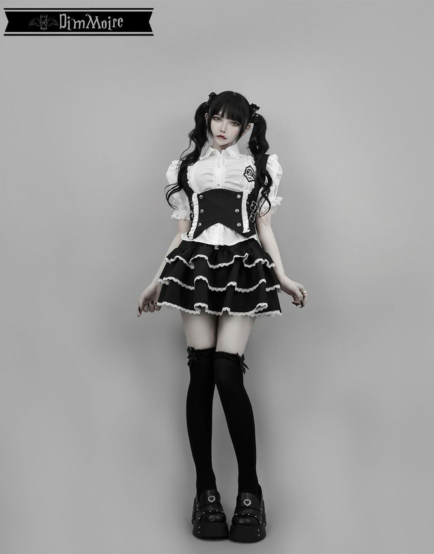 DimMoire【ディムモアール】DimMoire学園ブラウス+ジレset/White×Black