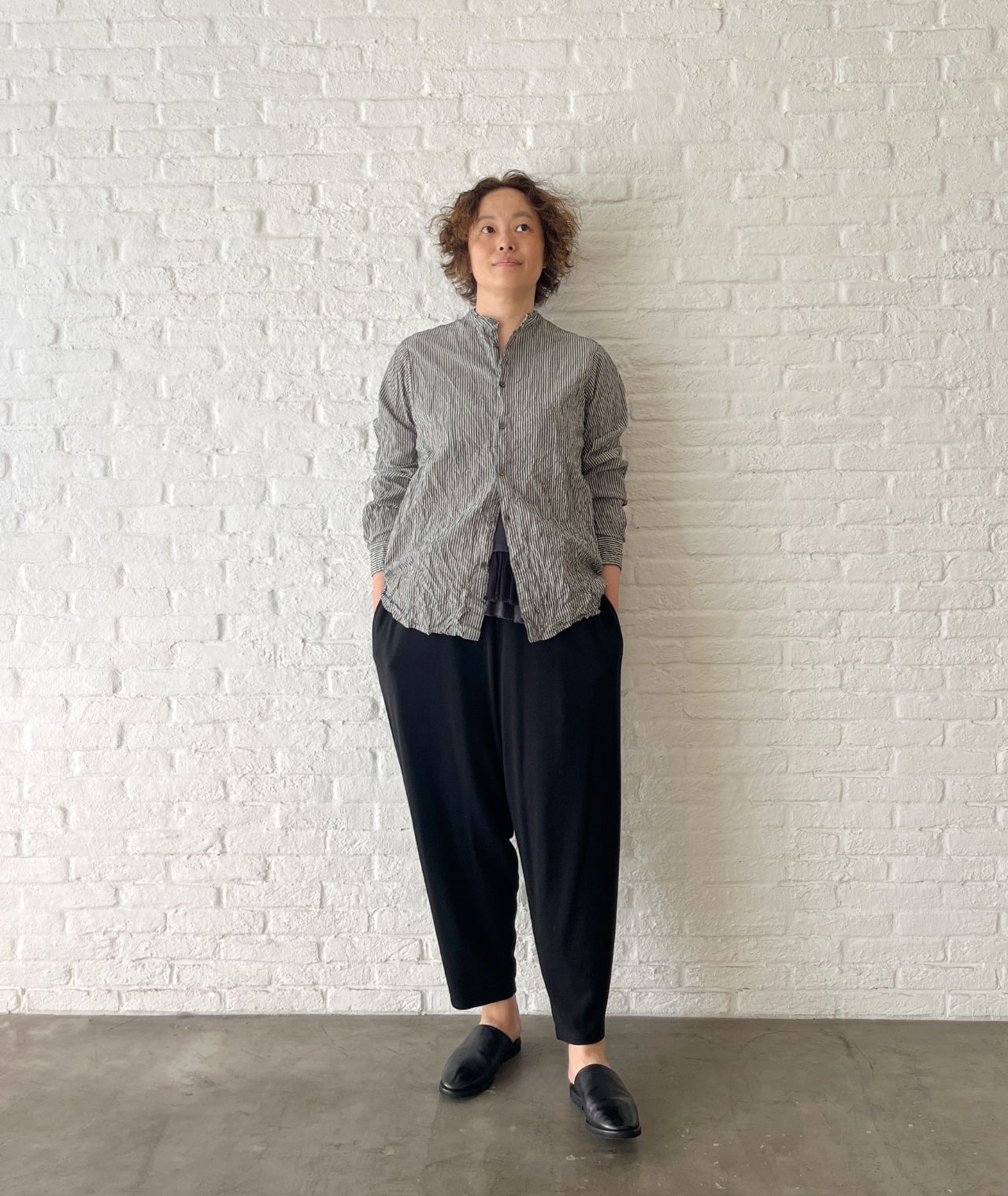 再入荷》綿麻ストライプ シャツブラウス | pas de calais Online | pas