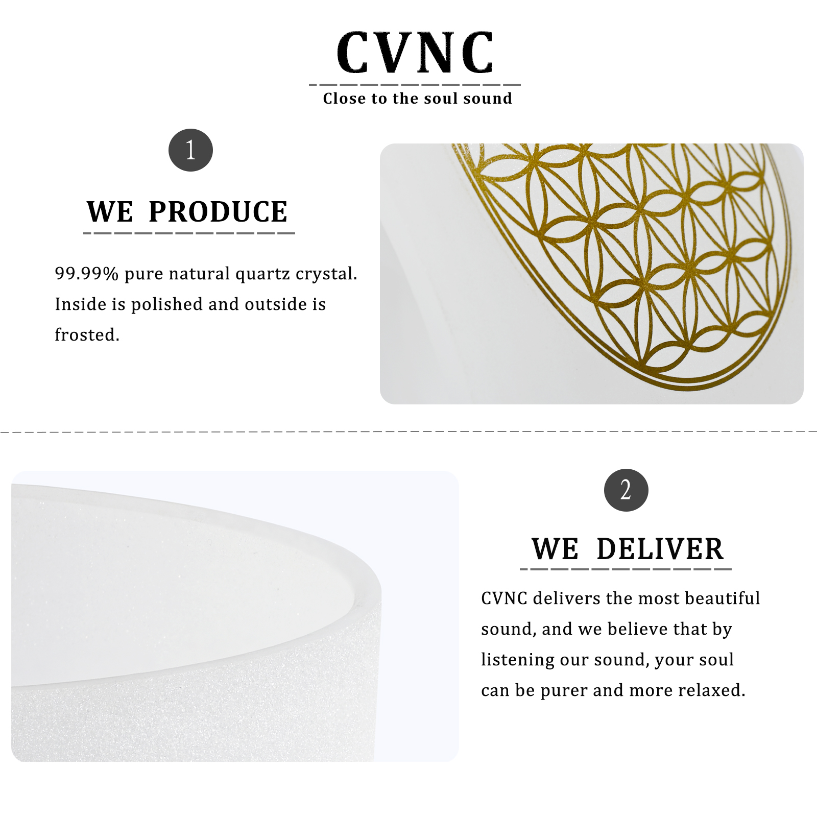 CVNC 528Hz 8インチ C音 ライフフラワーデザイン チャクラフロスト