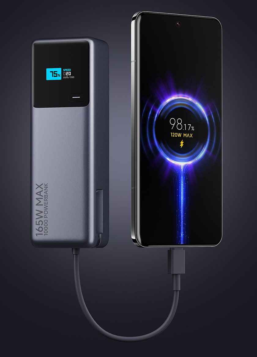 Xiaomi Power bank 10000mAh 165W Built-in USB-C Cable For Macbook