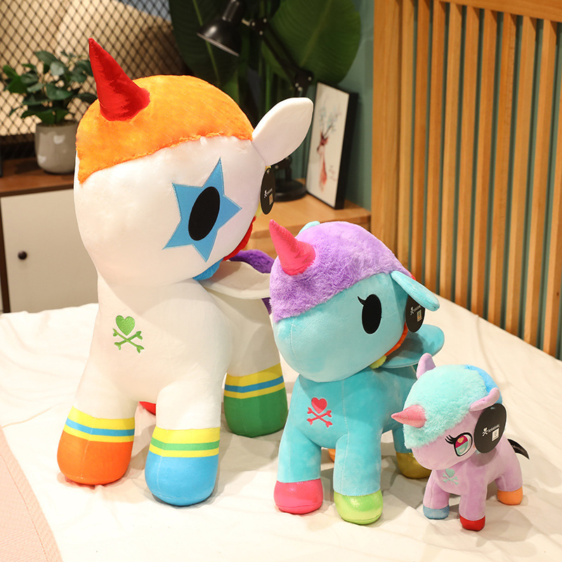 Tokiodki-カラフルなユニコーンぬいぐるみ,27/45cm,かわいい人形