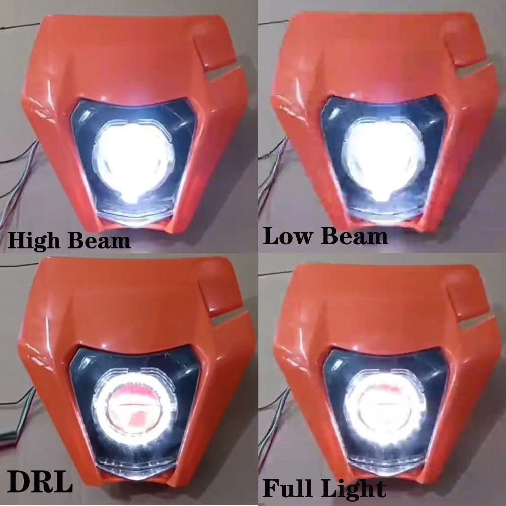 オートバイledヘッドライトハイ/ロービーム天使目drlヘッドランプ