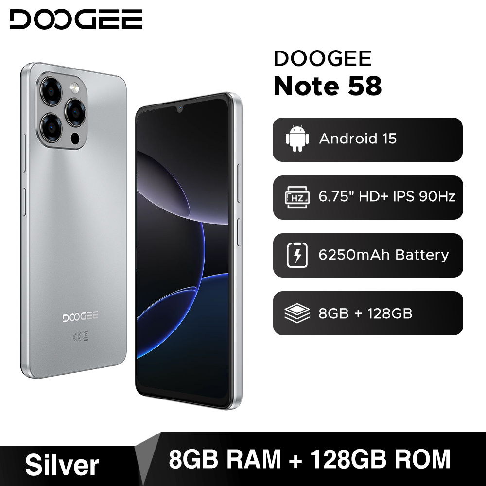 Global Version DOOGEE Note 58 Android 15 Smartphone 8GB RAM+128GB