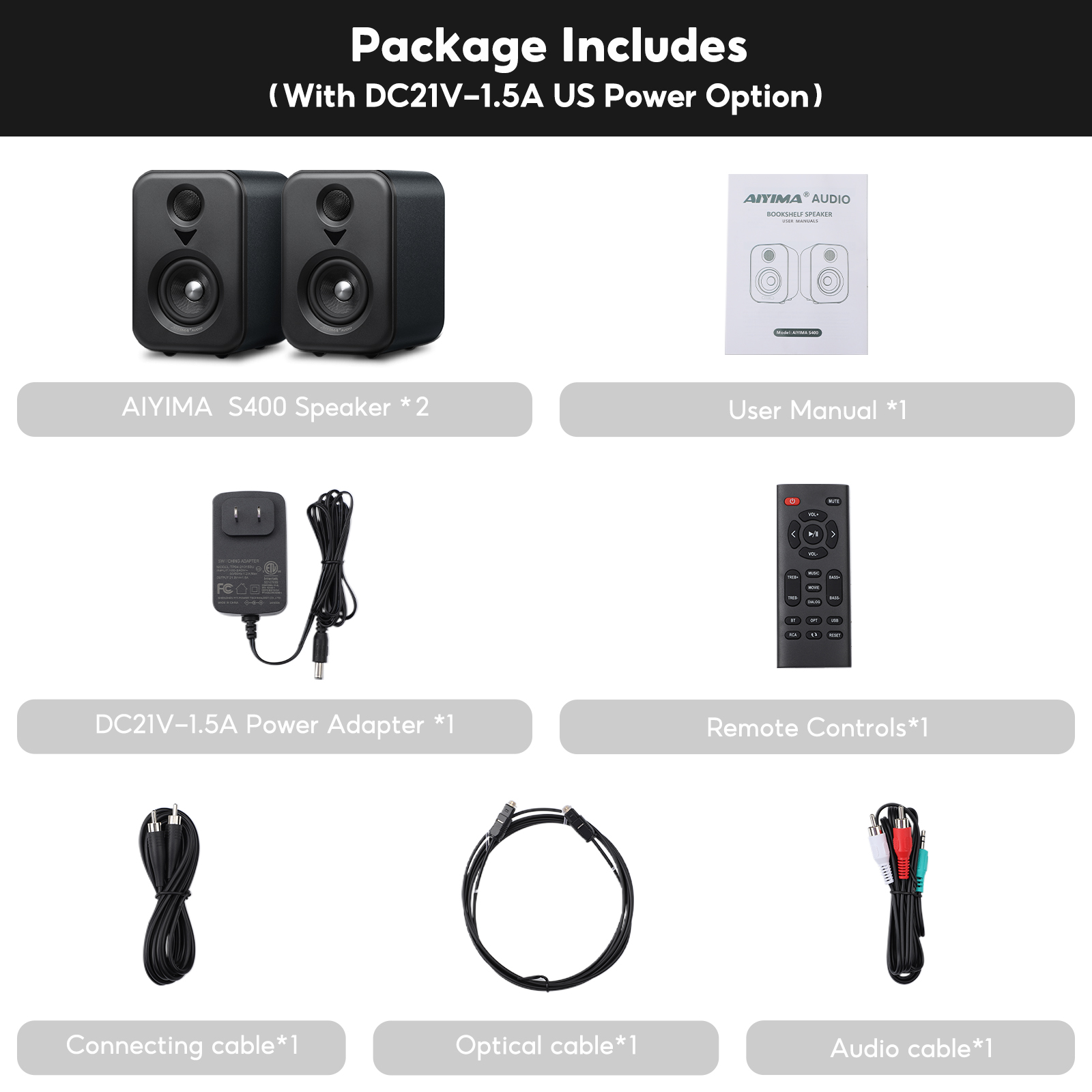 AIYIMA アップグレード S400 オーディオ ブックシェルフ アクティブ