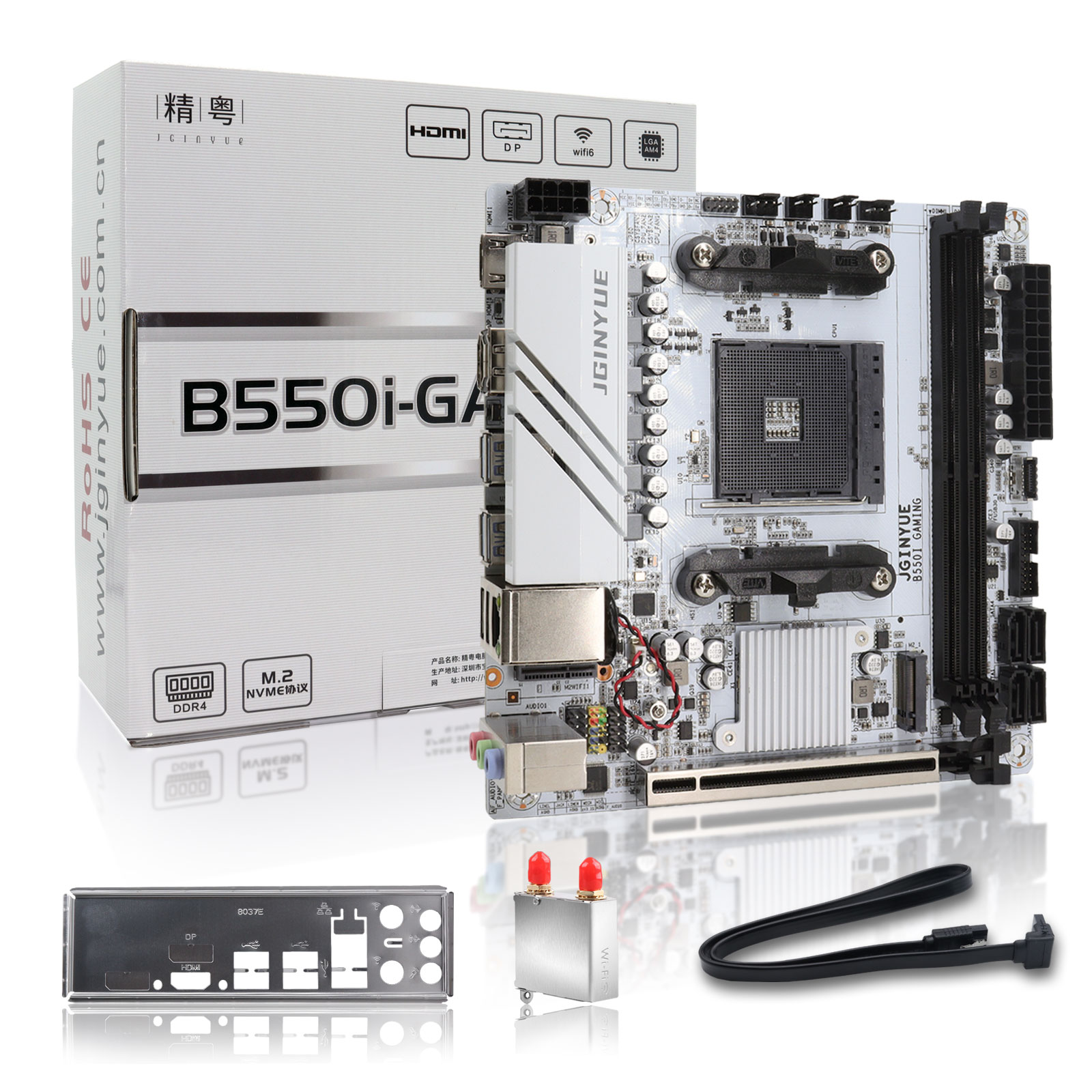 JGINYUE AMD B550 AM4 mini ITX Motherboard supports Ryzen R5 4000