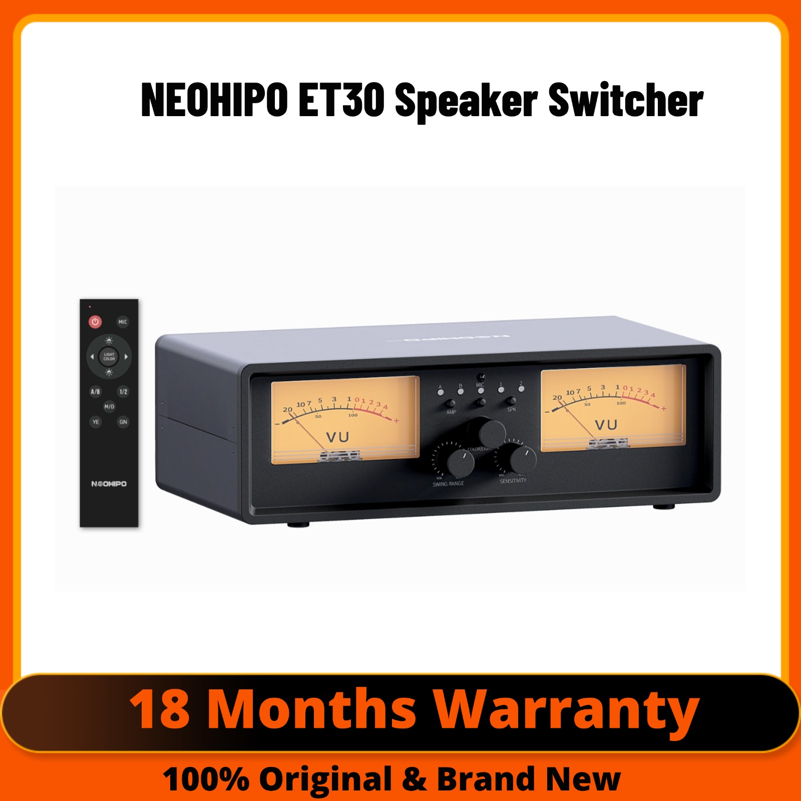 NEOHIPO ET30 アンプスピーカーセレクター VU メーター付きスピーカー