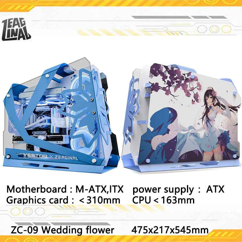 ZEAGINAL-ZC-09 matxおよびITXオープンコンピューターケース,強化