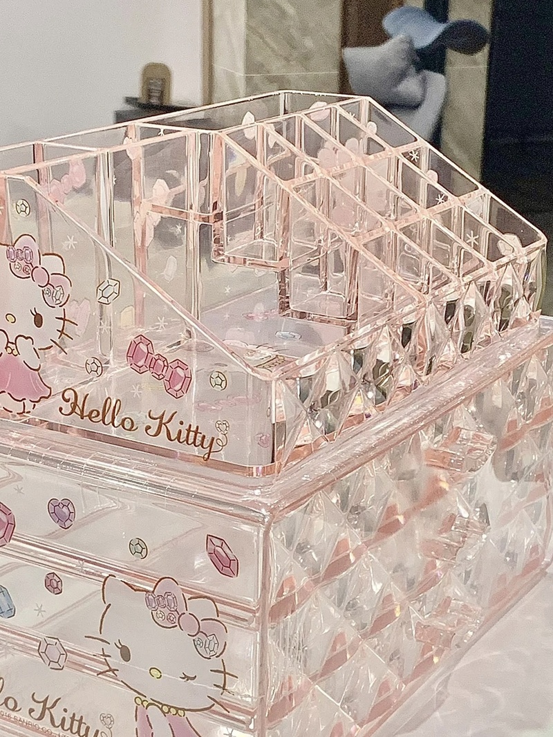 Sanrioハローキティ漫画収納ボックス、kt猫引き出し、メイクアップ収納