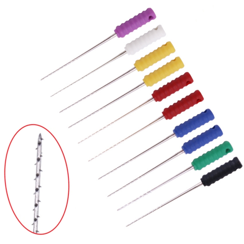 歯内治療用の根管洗浄針,10本,とげのある神経ブローチ,手用ファイル