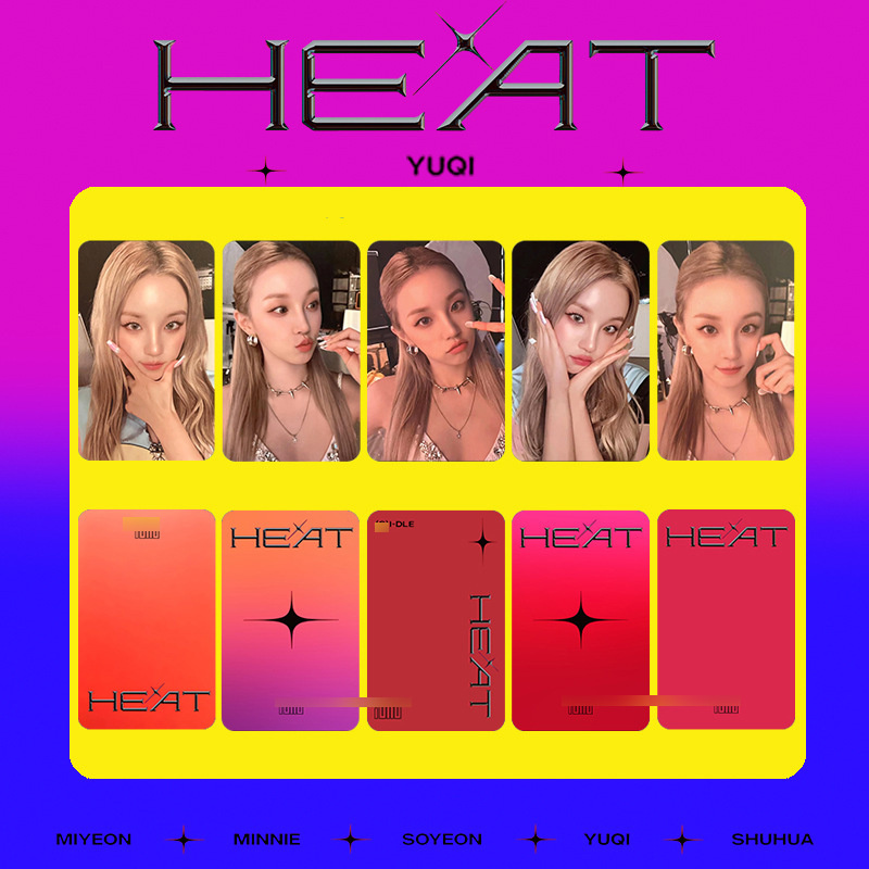 5PC/set (G) I-DLE Album HEAT Solo LOMO Card GIDLE Collector Card
