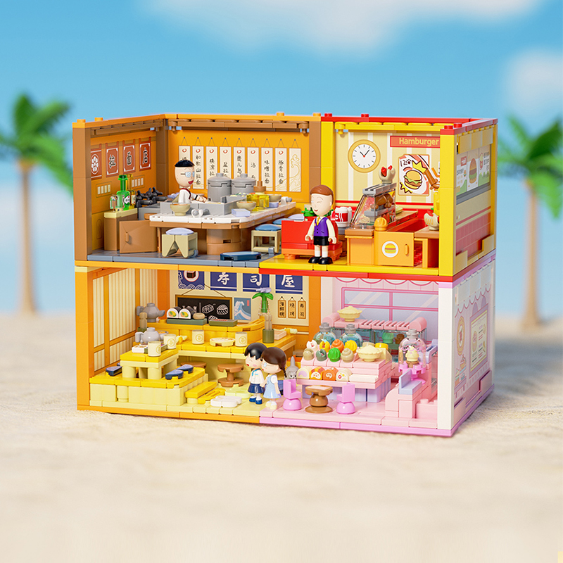 Weekit Chibi Maruko-chan sushi bar Building Blocks Set Street View