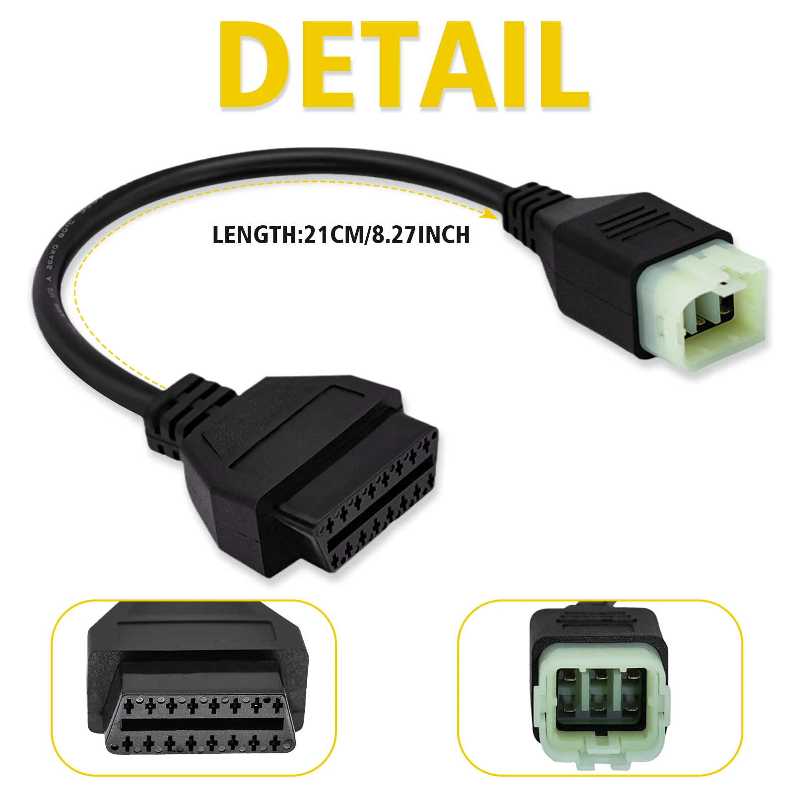 OBD Diagnostic Cable For Kawasaki 6 Pin to 16 Pin OBDII Adapter