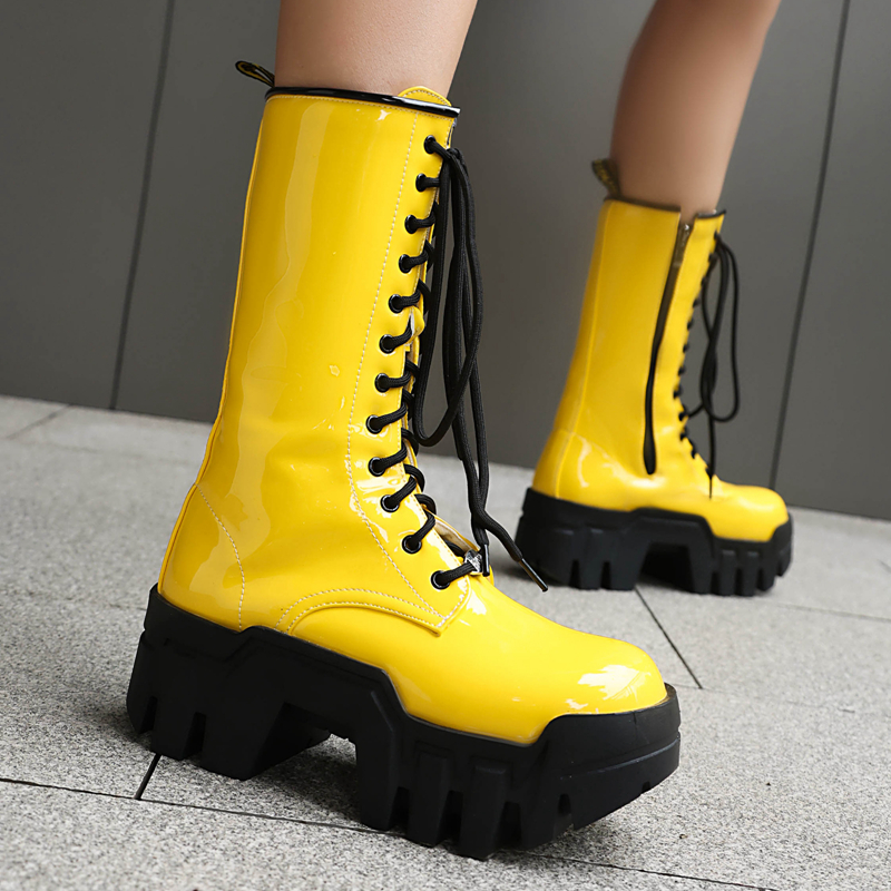 Lace Up Sexy Women's Winter Fashion Platform Short Boots Punk High