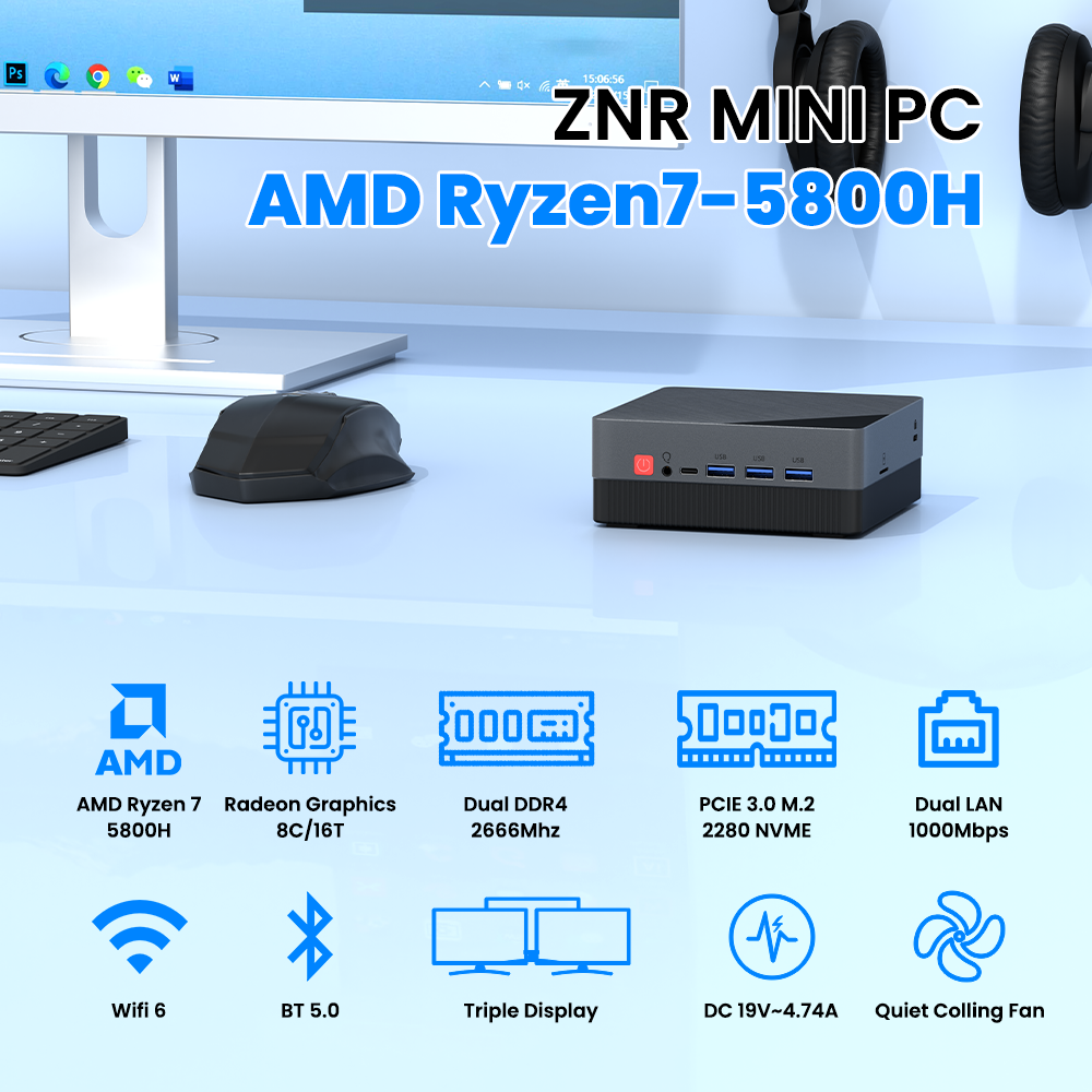 ZXIPC AMD Ryzen7 5800H 4800H 4300U Mini PC Computer Gaming Pocket