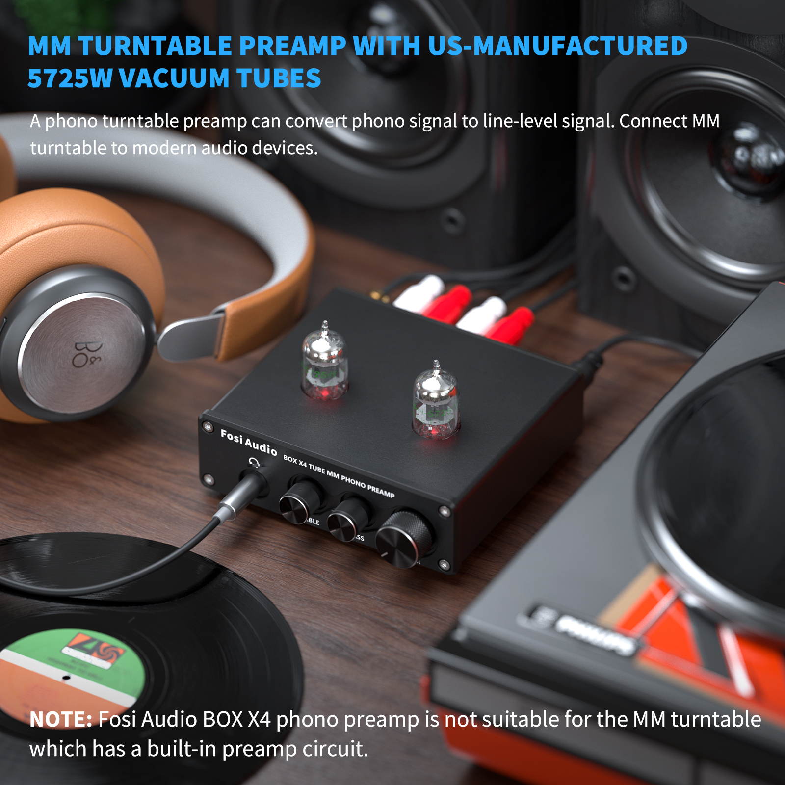 Fosi Audio ターンテーブル用フォノプリアンプ 真空管アンプ搭載 HiFi