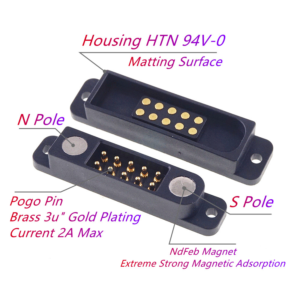磁気ポゴピンコネクタ,オスおよびメスワイヤ,phb2.0,2.54mmピッチ,高
