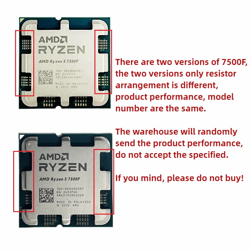 AMD Ryzen 5 R5 7500F 3.7GHz 6-Core 12-Thread CPU LGA AM5 Not brand