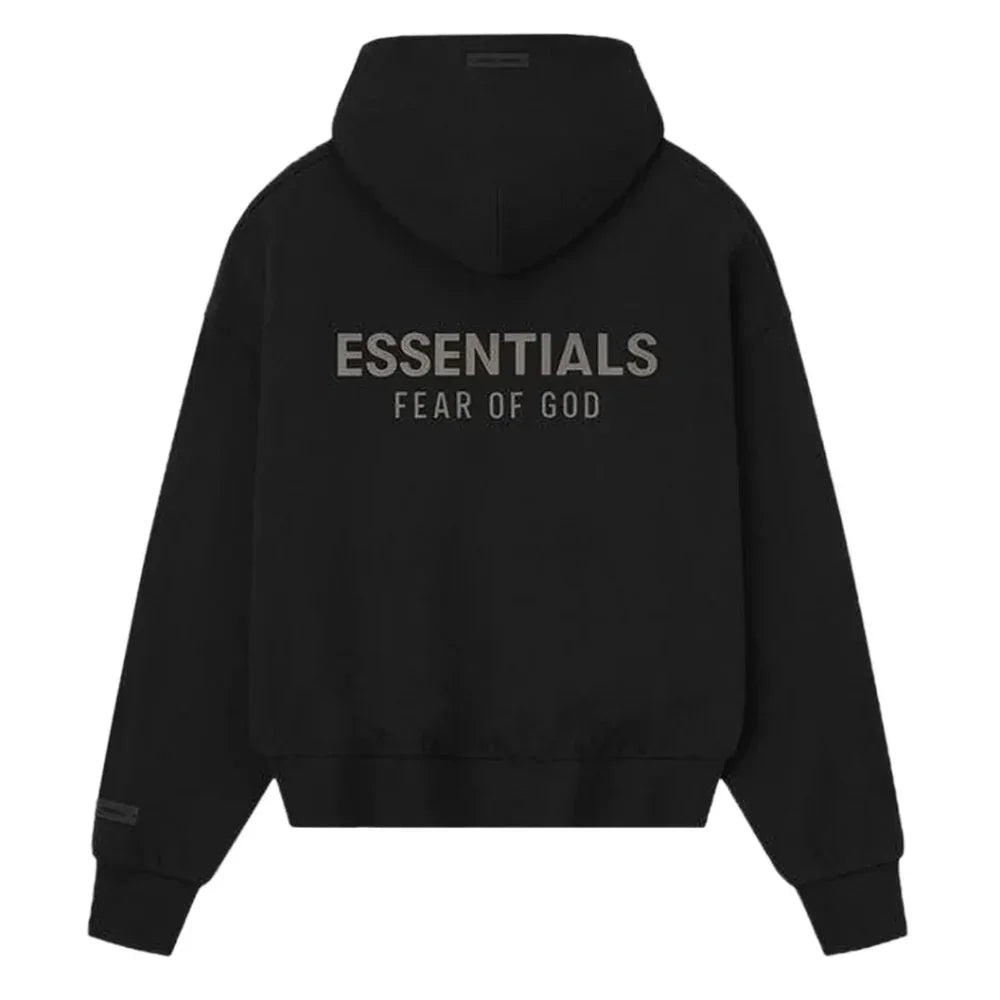 Fear of God Essentials Classic Full Zip Hoodie Jet Black – AFV Clothes