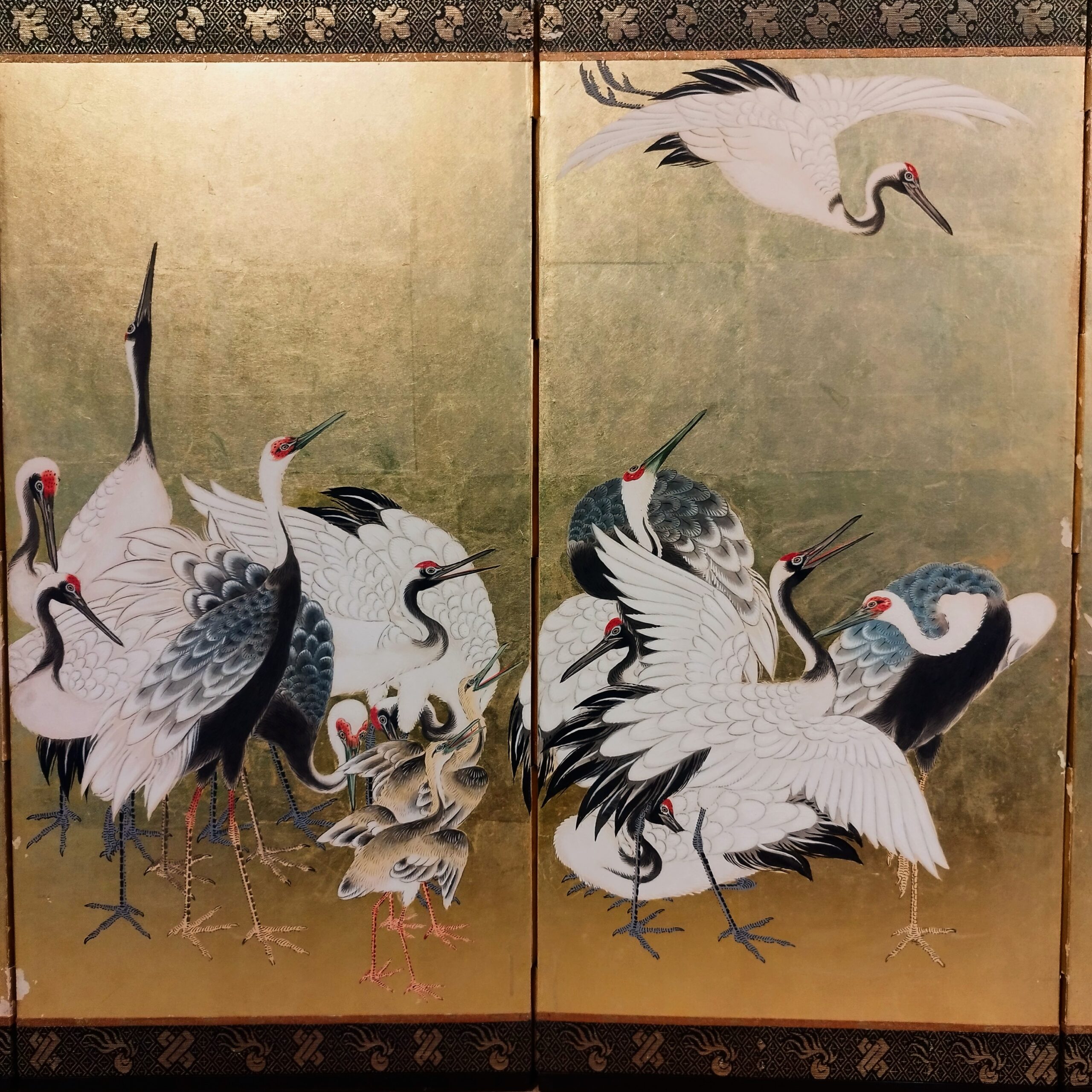 鶴の絵の木製屏風 3つ折り 【公式通販】