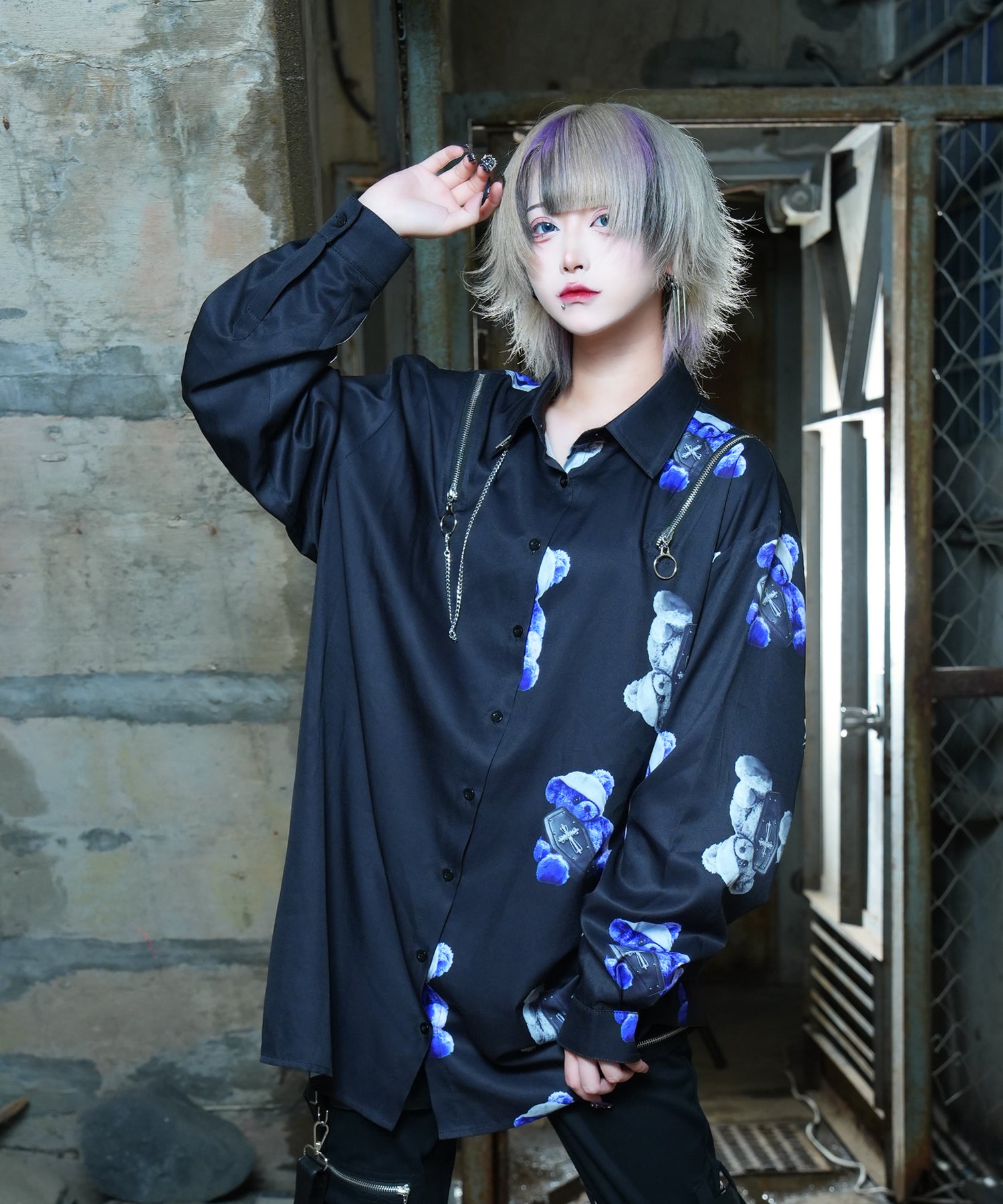 バイカラーBEARプリントシャツ– A AM STUDIO