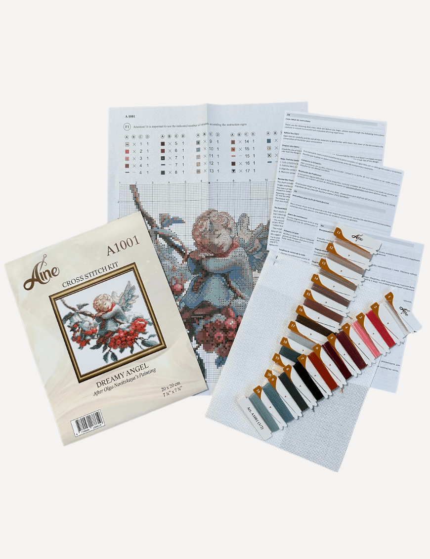 A1001 Dreamy Angel Aine Cross Stitch Kit with Aida fabric – AineKits