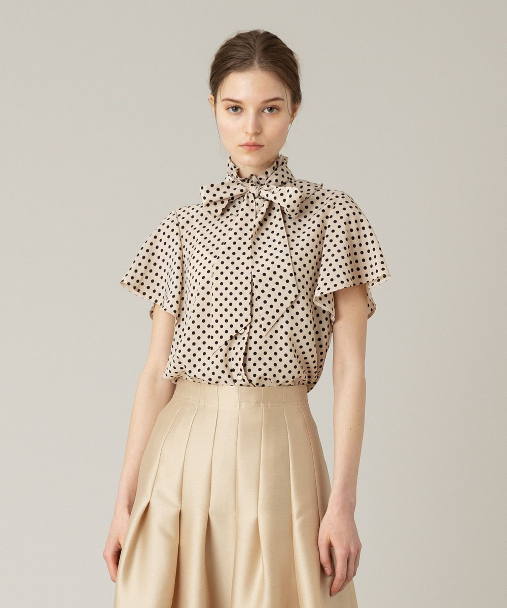 ◇【LOULOU WILLOUGHBY】デシンドットフレアスリーブブラウス