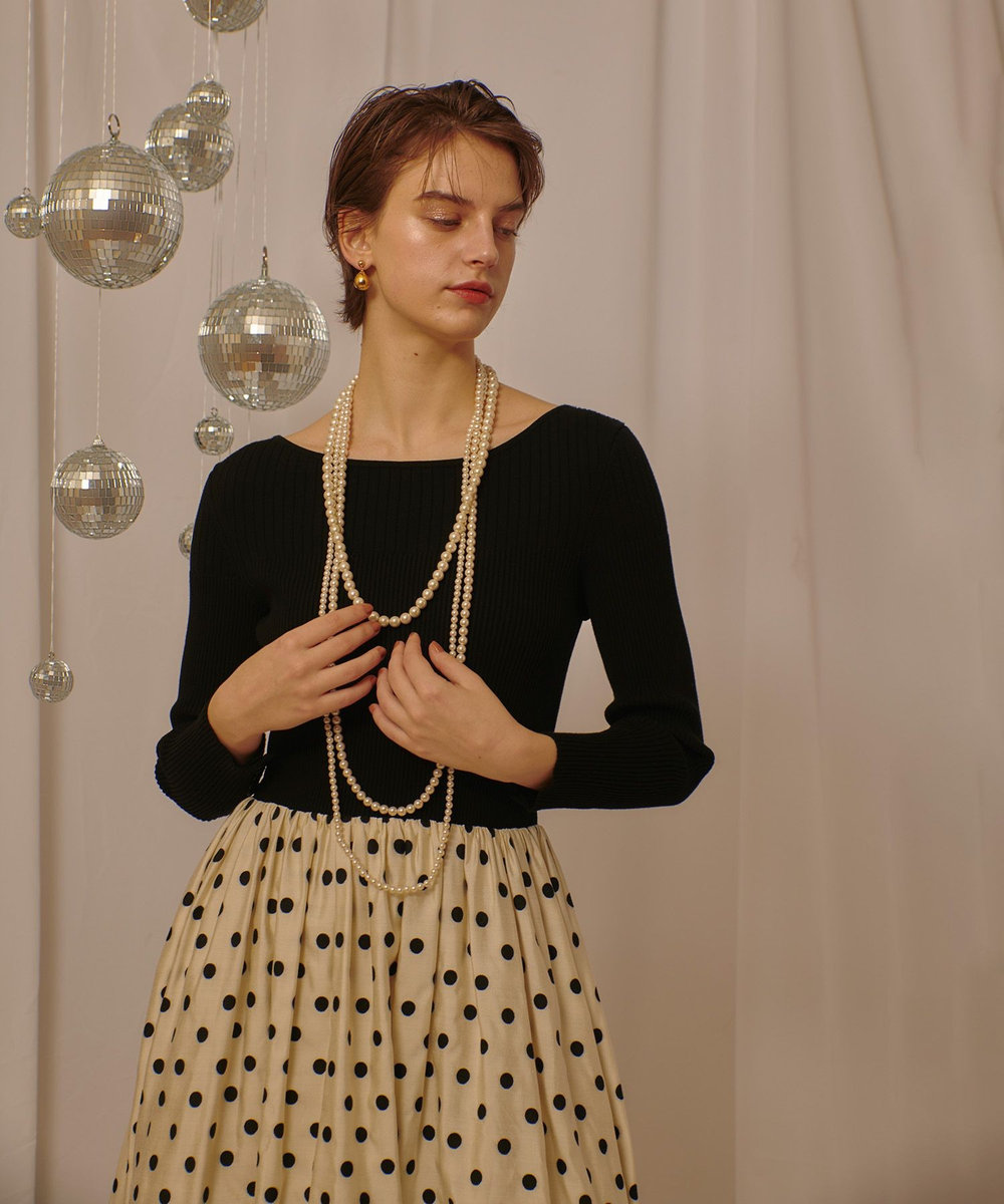 ドット柄ドッキングニットワンピース|allureville OFFICIAL SITE
