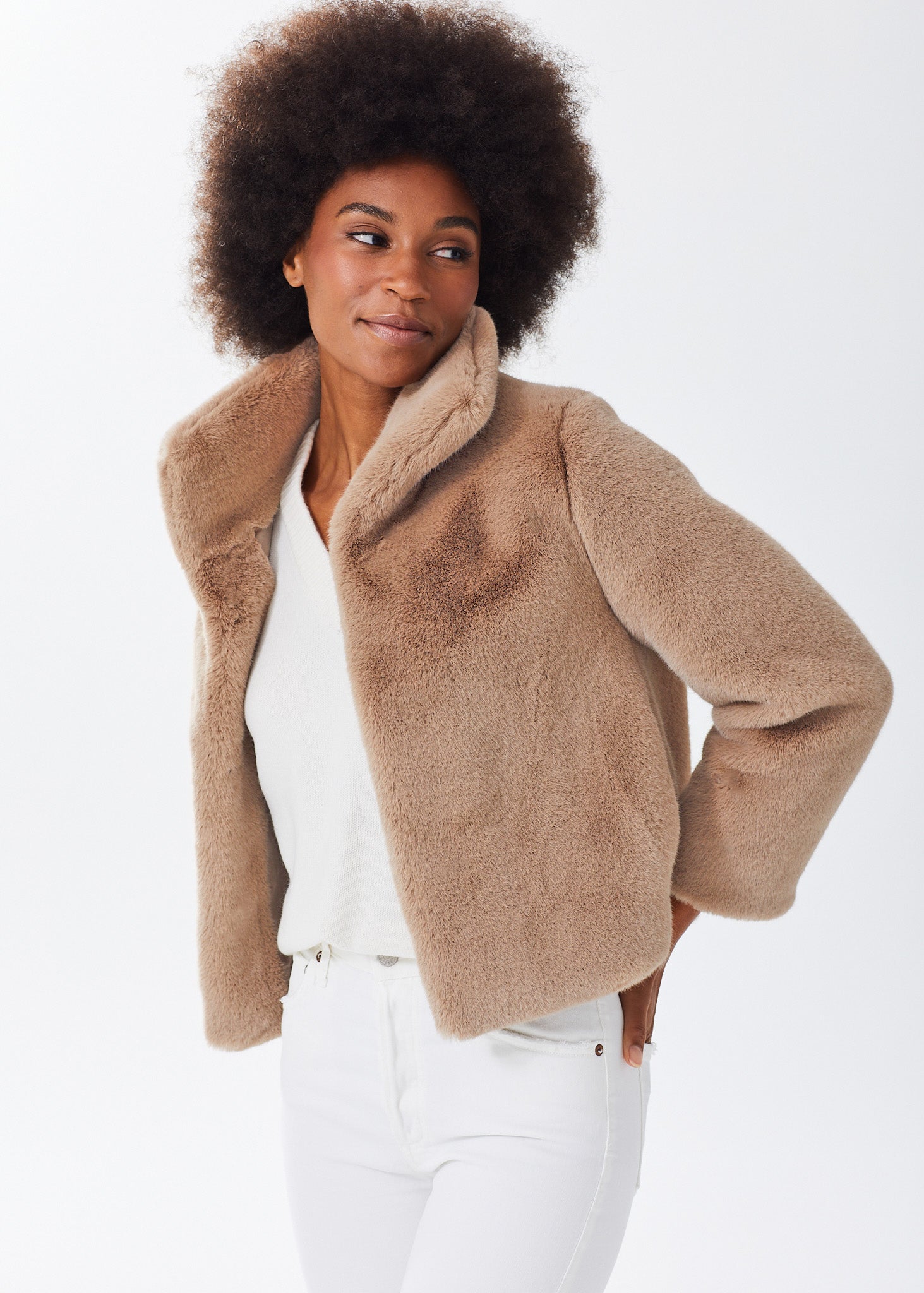 Women's Cropped Faux Fur Jacket – Alice Walk