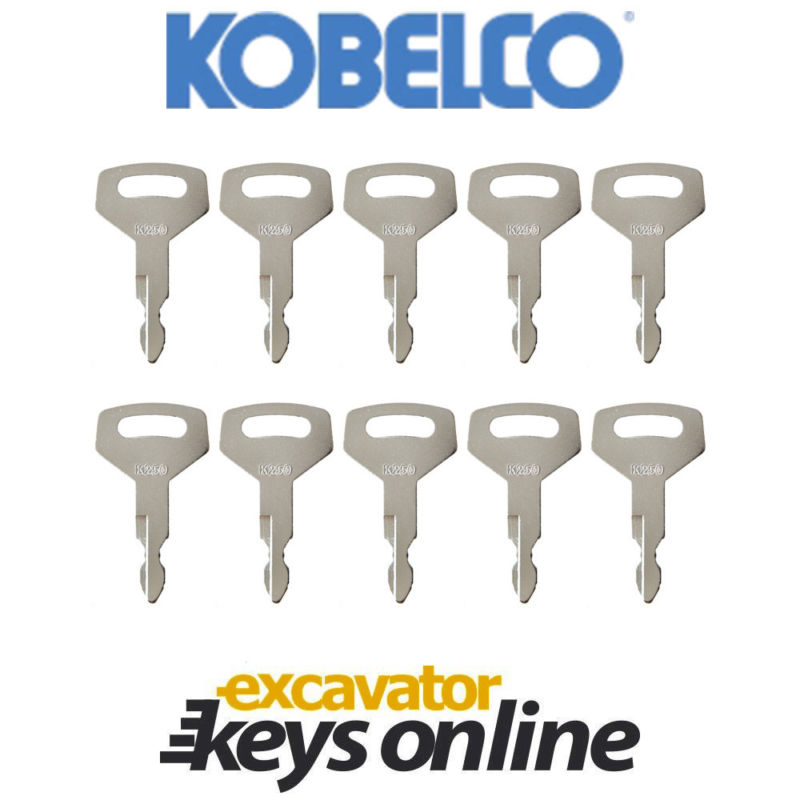 K250 Excavator Key Set 10 Pack Kobelco K250 Excavator Key Set Of