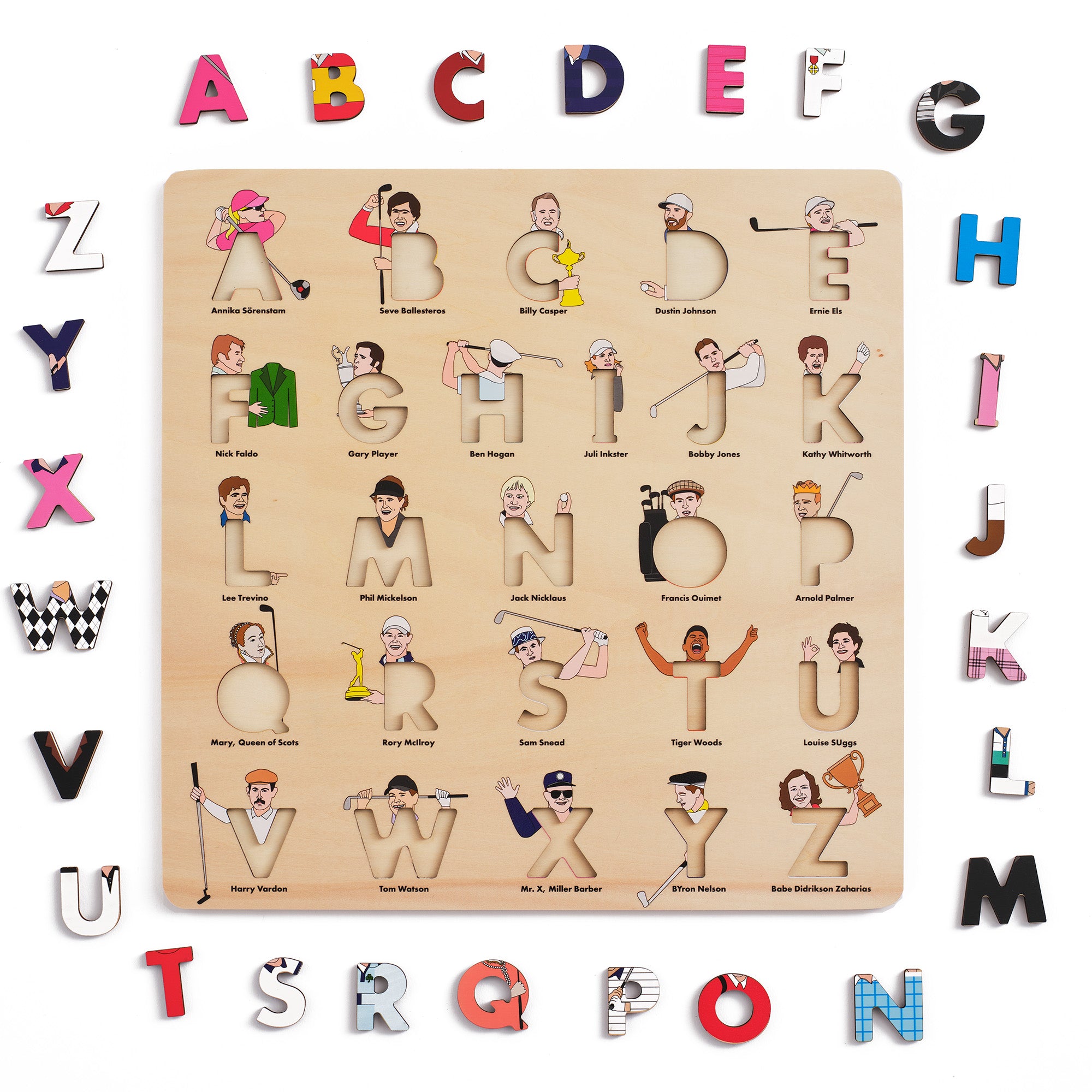 Golf Legends Wooden Alphabet Puzzle – Alphabet Legends US
