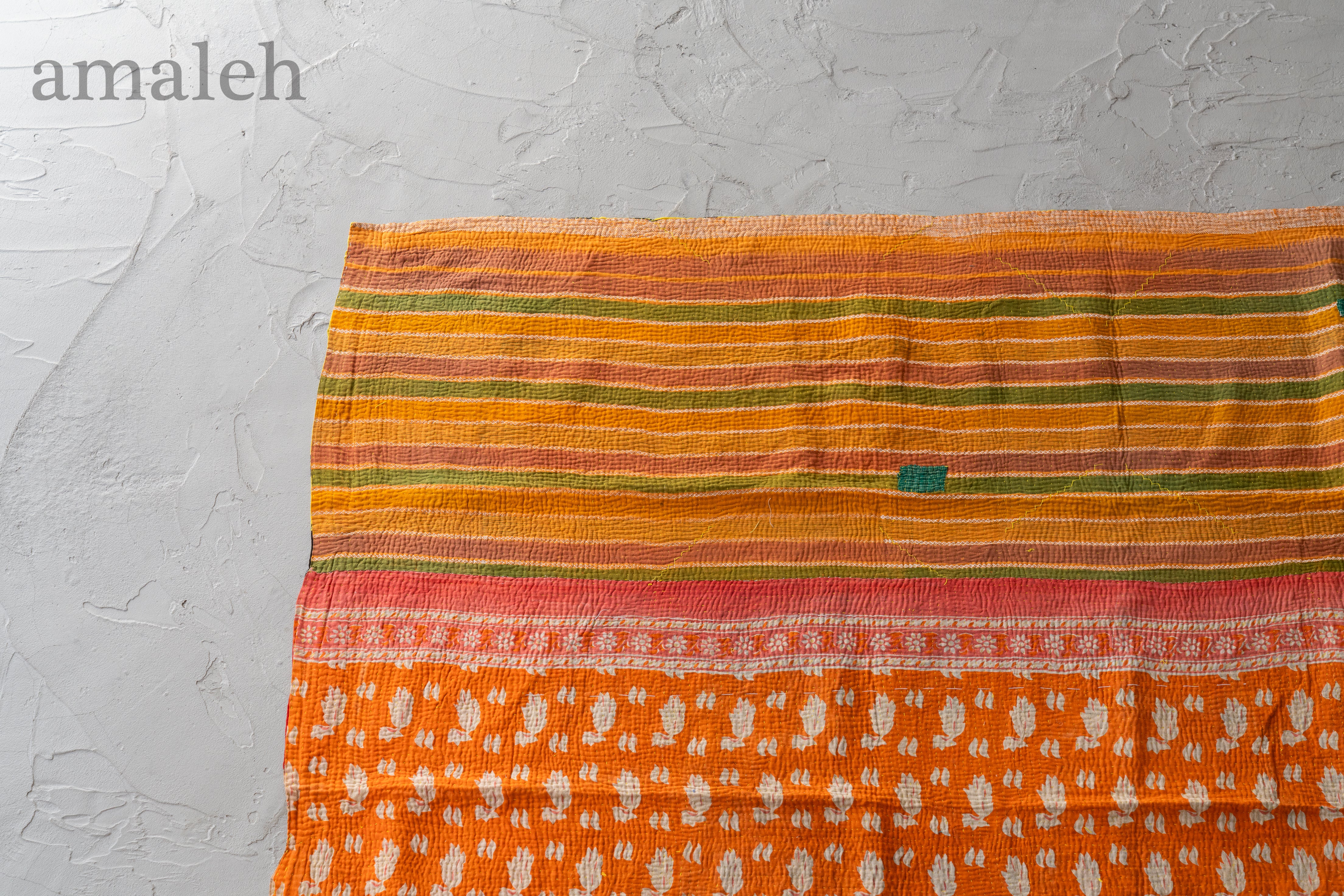 インドの手刺繍ヴィンテージカンタキルト・ラリーキルト-QUILT