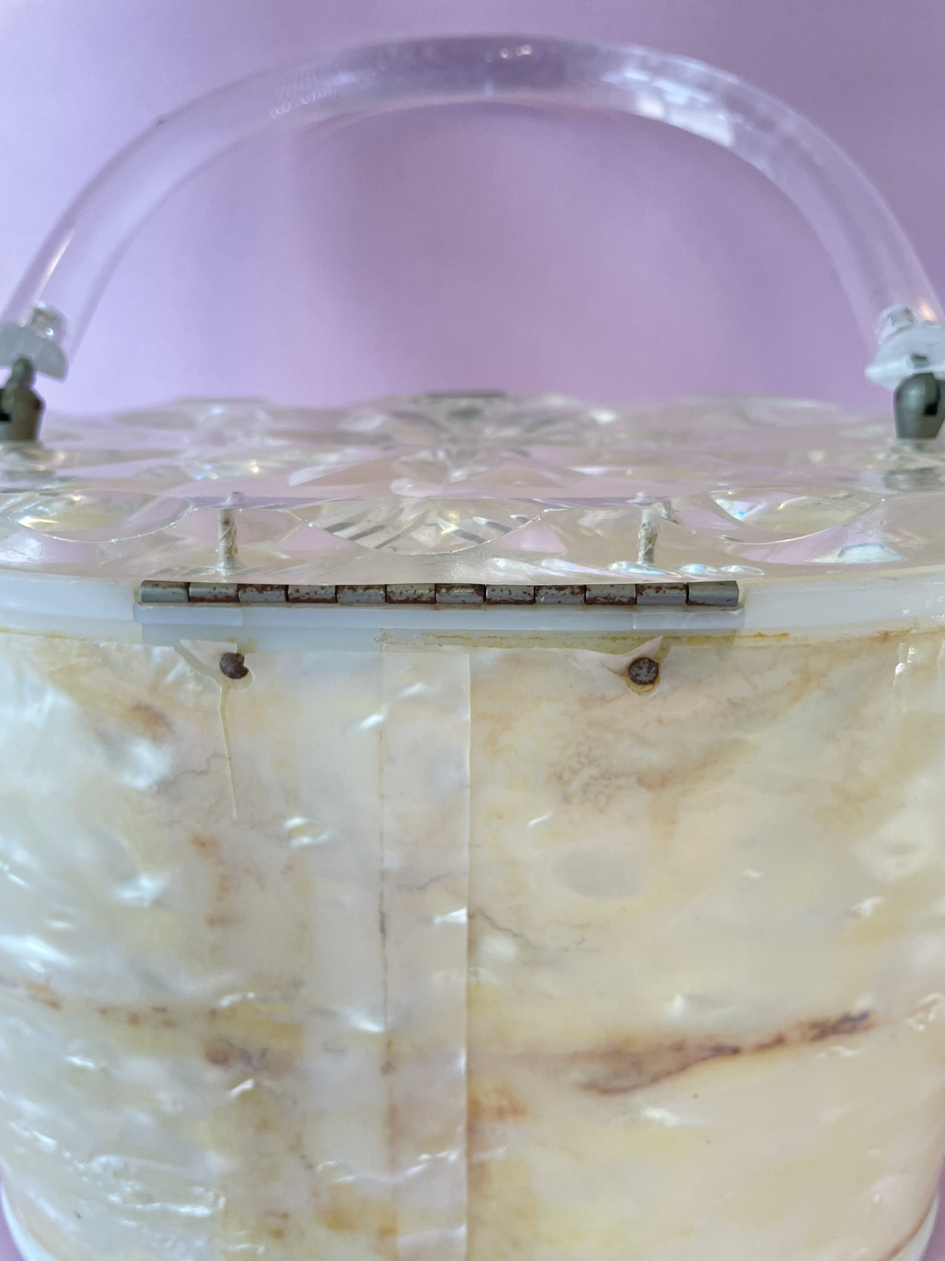 Vintage 1950s ルーサイトバッグ 乳白色マーブル USA Vintage 1950s