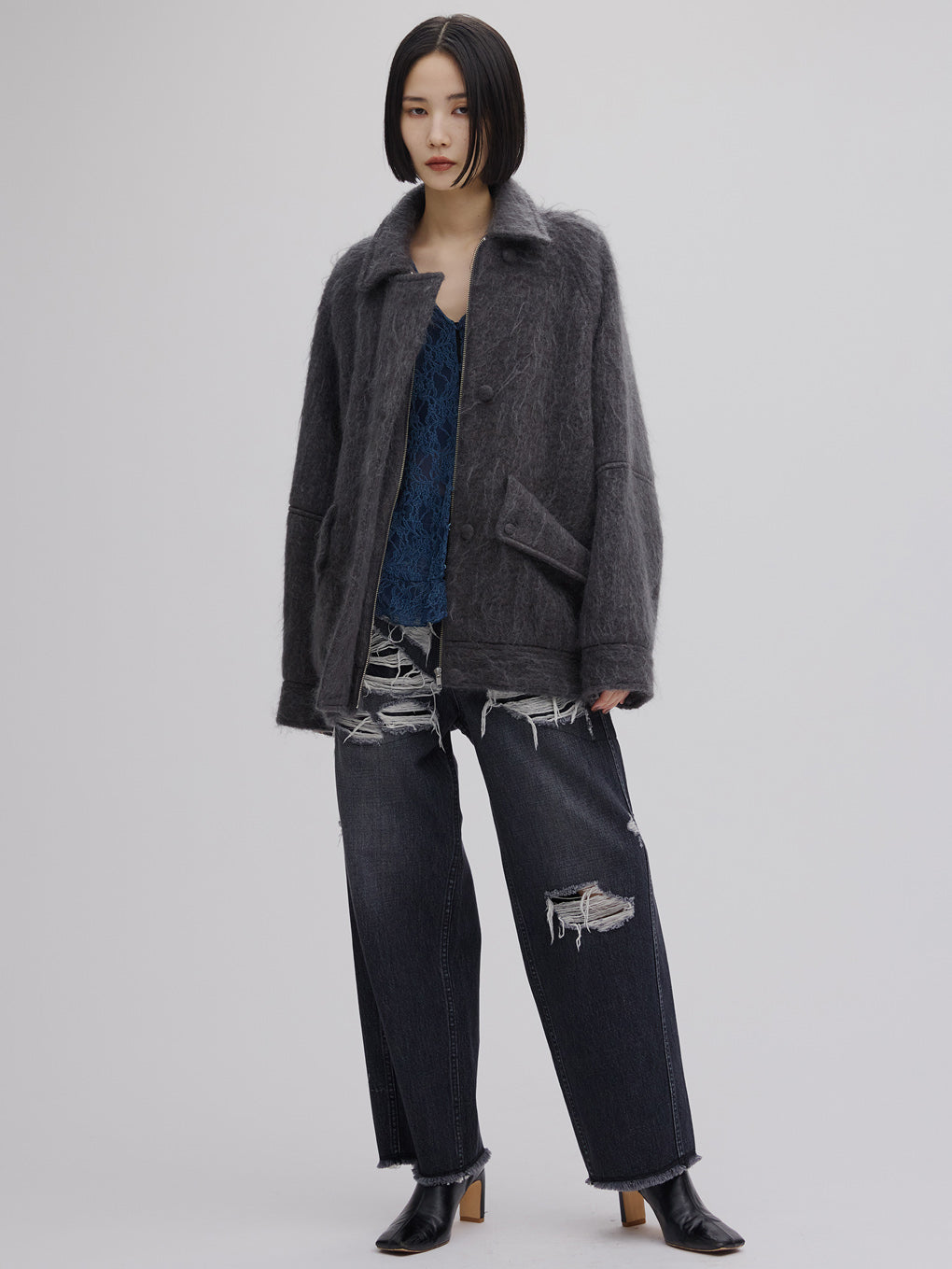 UND MOHAIR SHAGGY FLIGHT JACKET