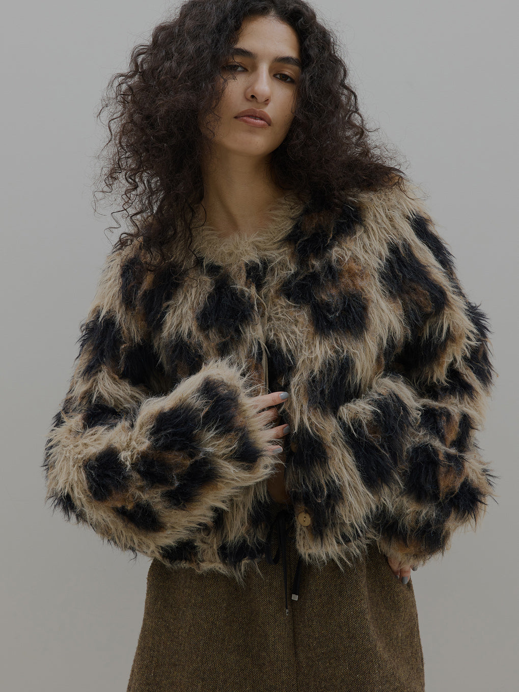 ANIMAL SHAGGY KNIT CARDIGAN