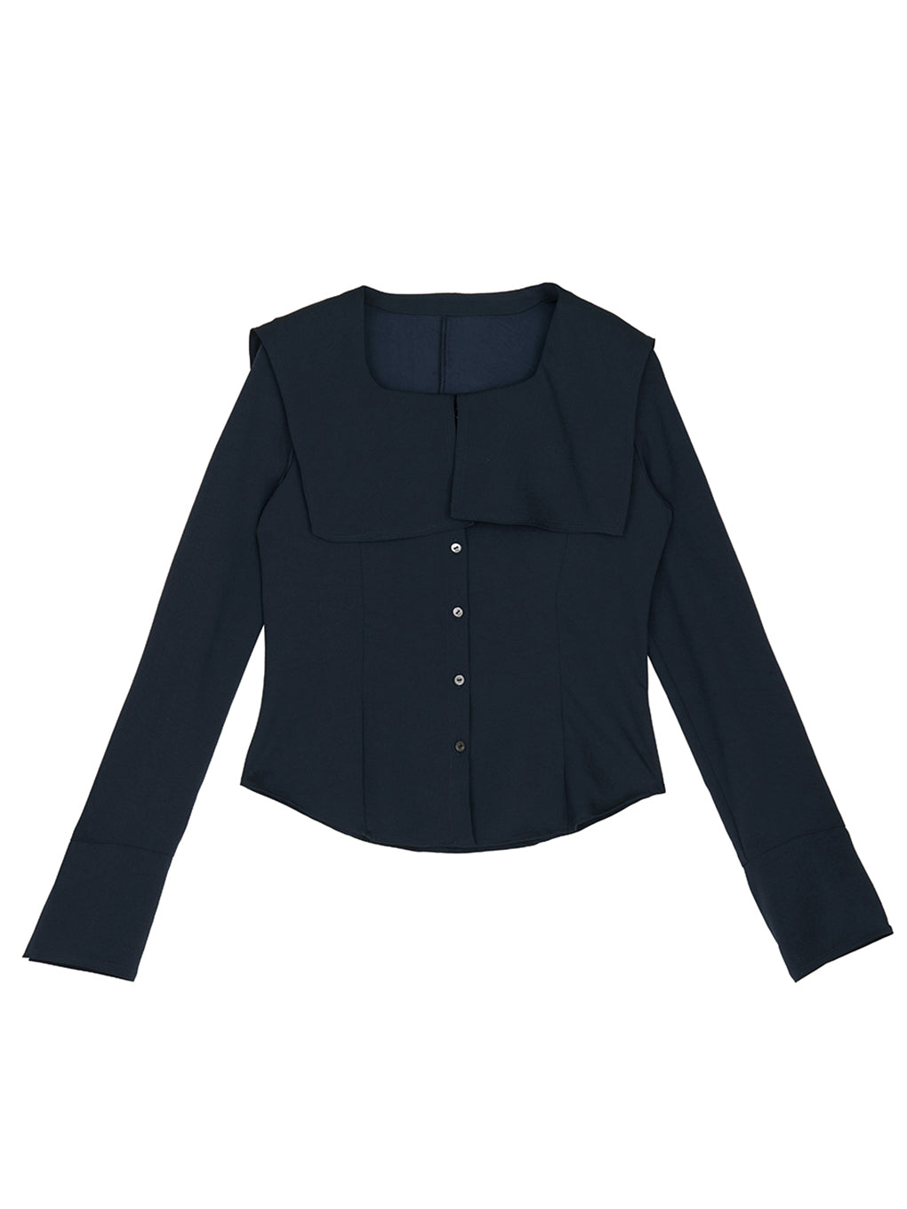 SQUARE COLLAR BACK SATIN BLOUSE