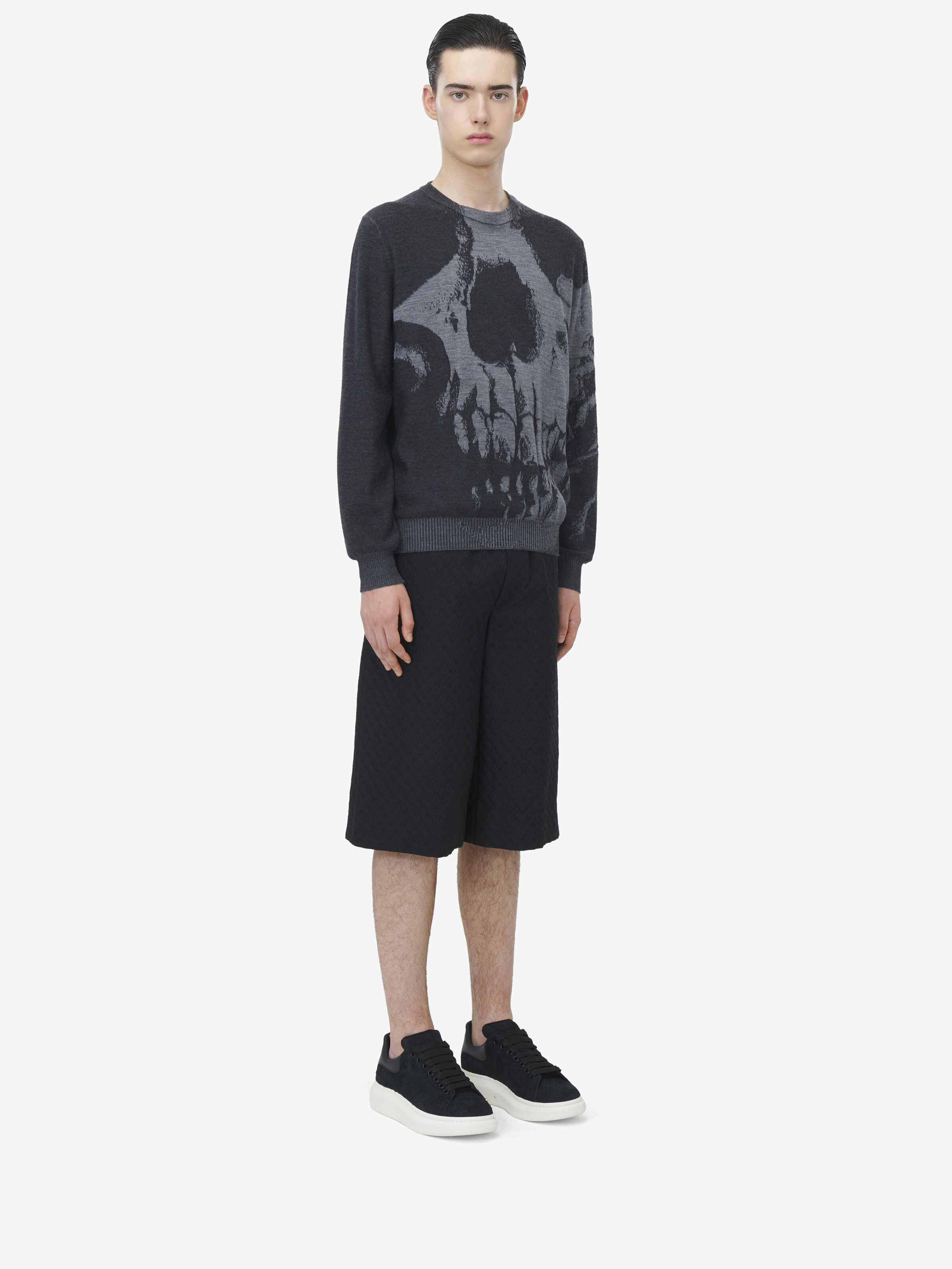 Men's Skull Sweater in Black/Grey | McQueen CA