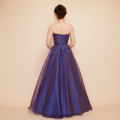 オーロラジャガードオーガンジーブルーパープルドレス