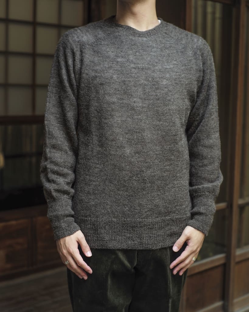 1PLY SHETLAND SWEATER CREW NECK - SHETLAND WOOL - NATURAL & BLACK
