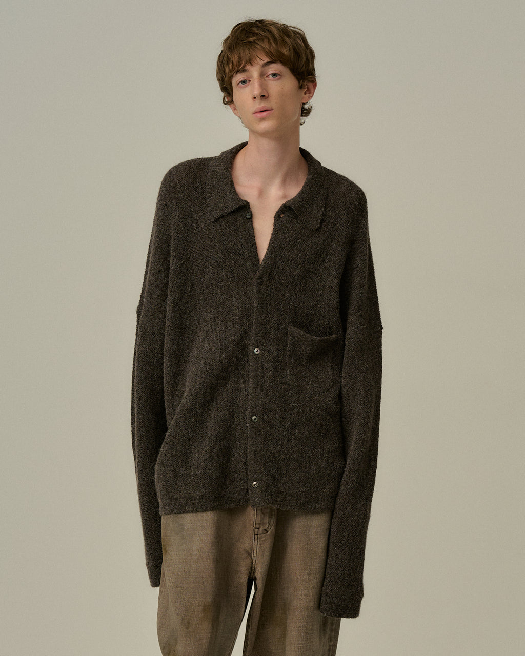 KIMONO KNIT SHIRT(BROWN) – ANCELLM