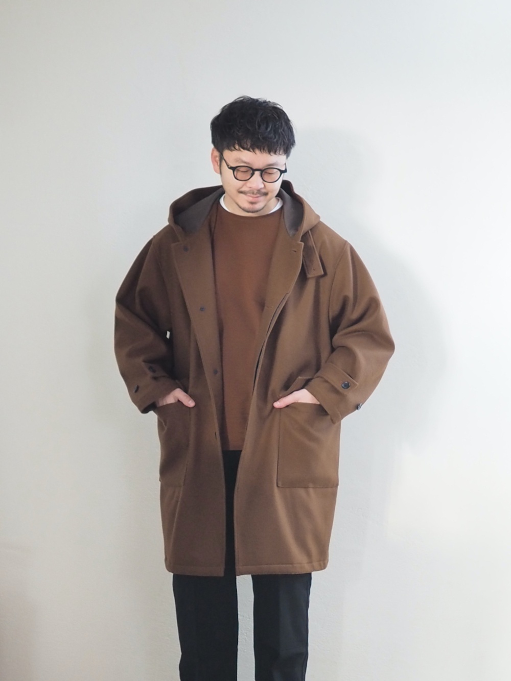 Still By Hand(スティルバイハンド) ラムウールフードコート キャメル