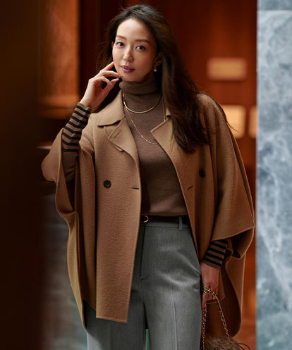 ウールライトリバー ポンチョシルエット コート – &DROBE (アンドローブ)