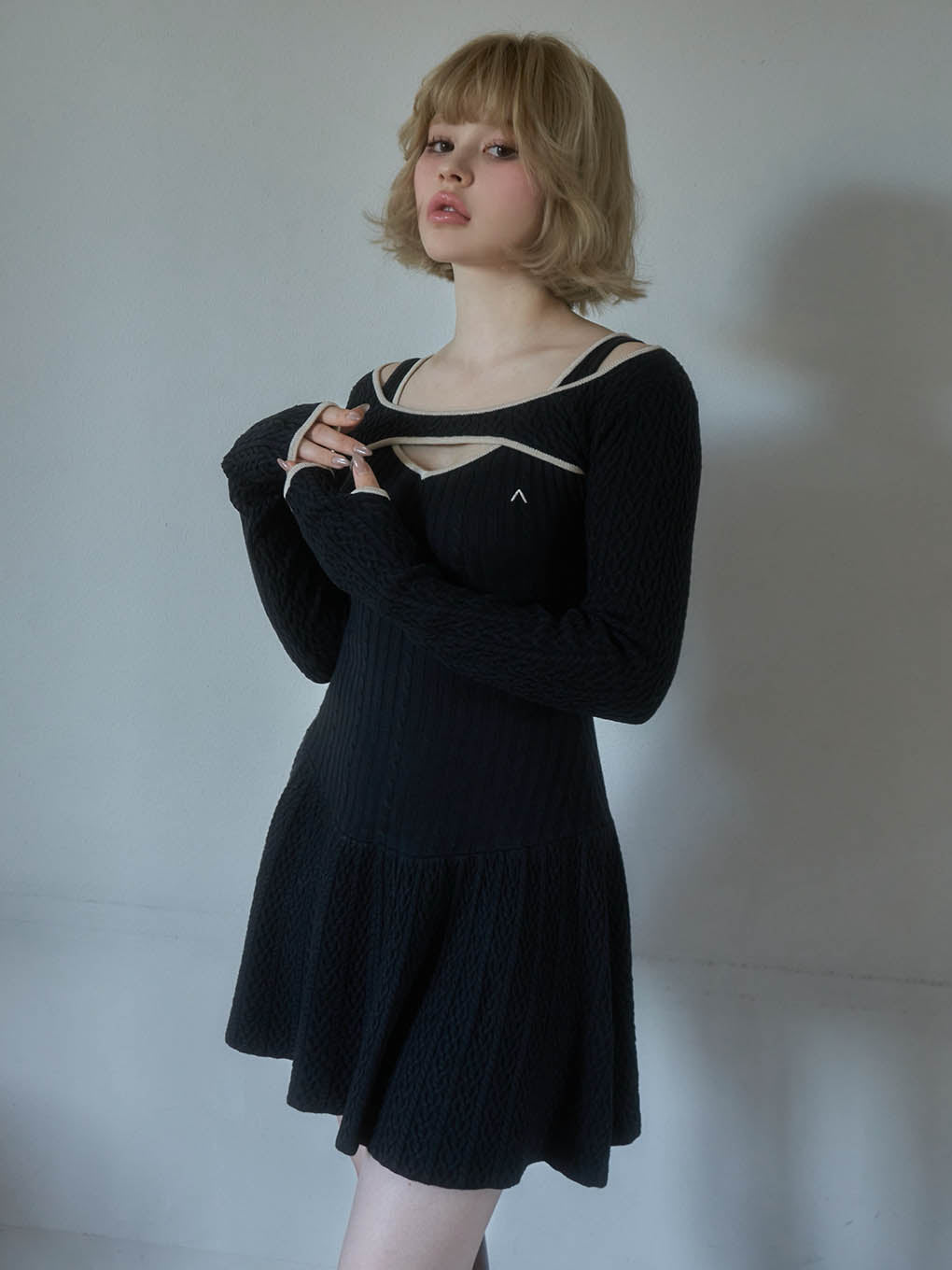 Nana cable flare mini dress