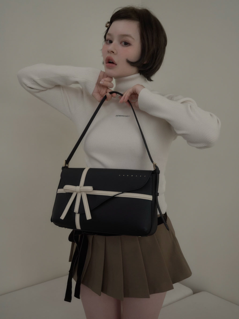 ANDMARY】Valentine ribbon leather bag