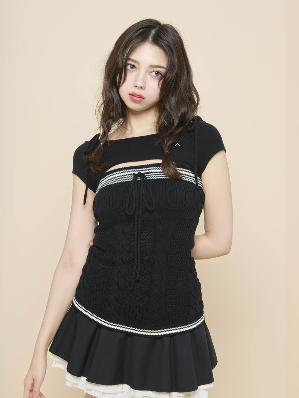ANDMARY】Kitty cable knit tops