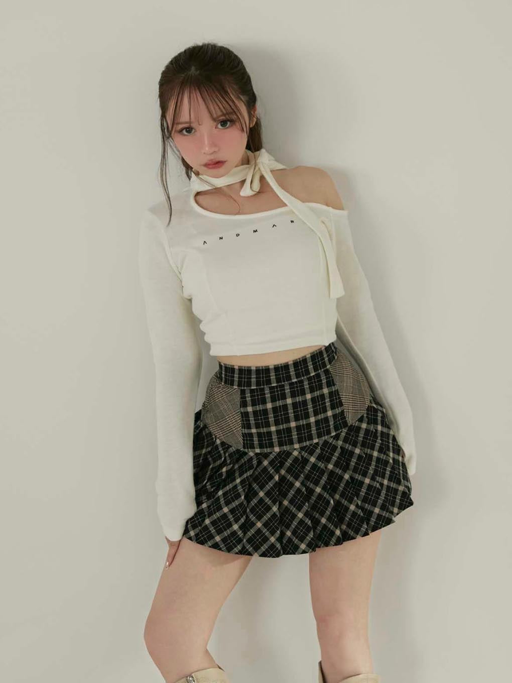 トップス andmary Nana ribbon oneshoulder tops IV ANDMARY】Nana