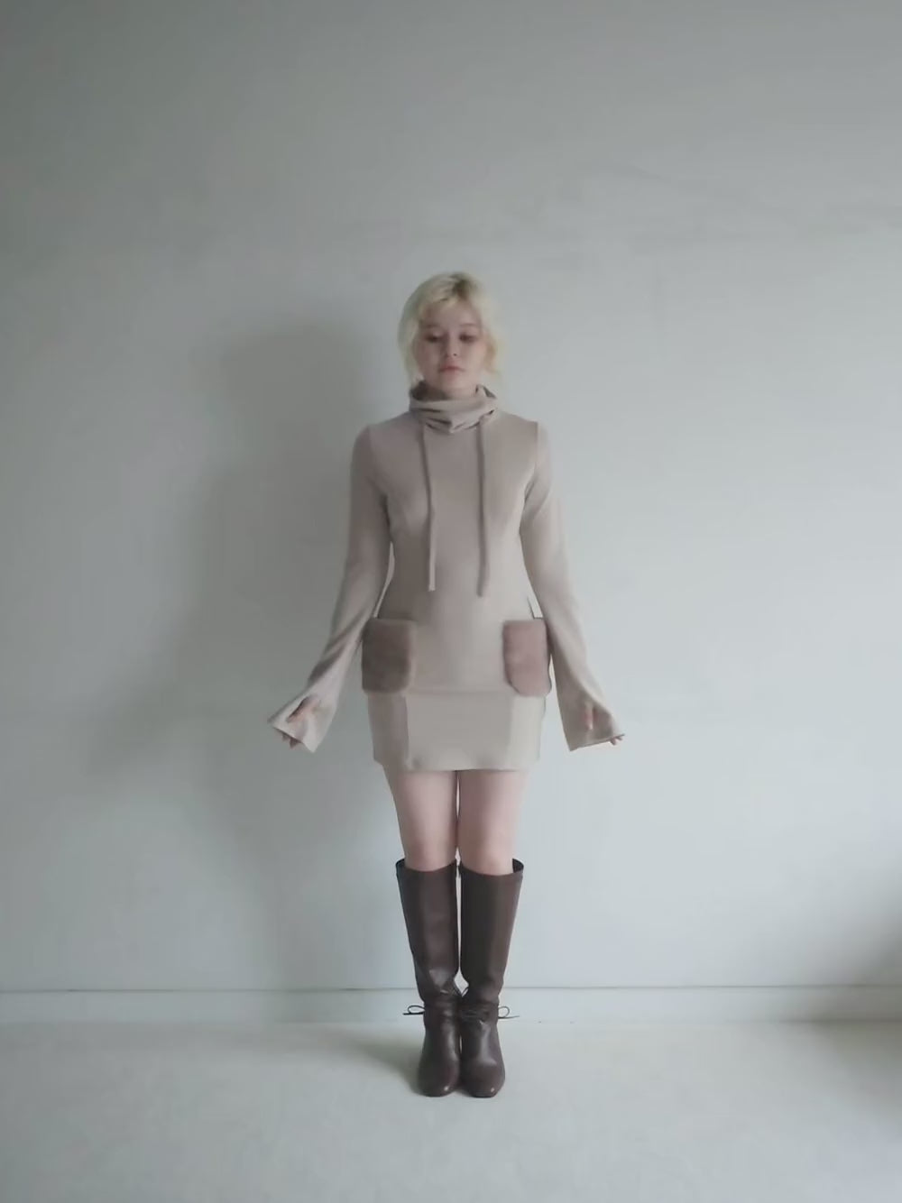 ANDMARY】Fur pocket mini dress