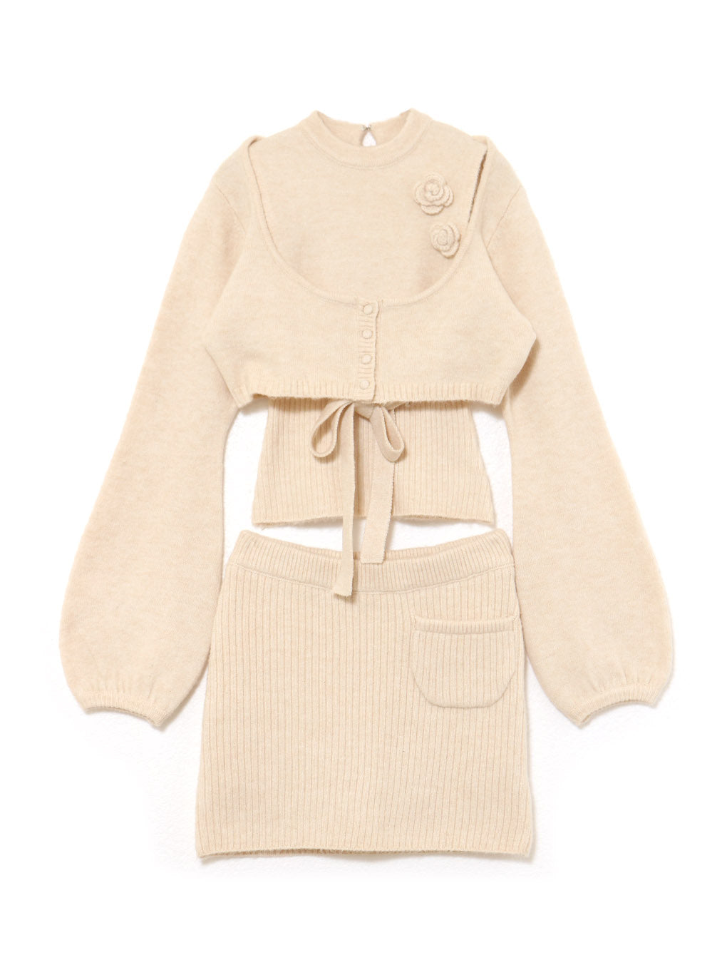 ANDMARY】Flower knit set up