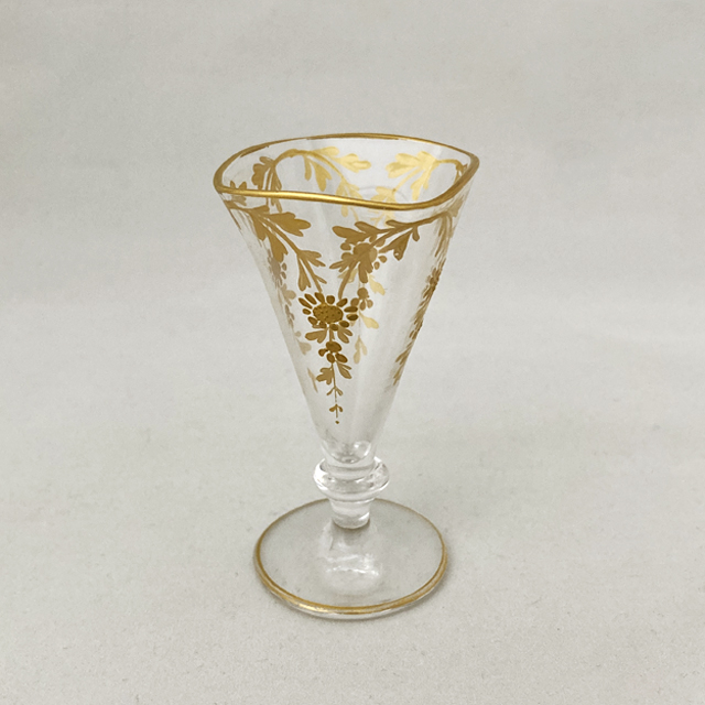 R様 ご売約 モーゼル 金彩金盛 クリスタル ロカイユ リキュールグラス