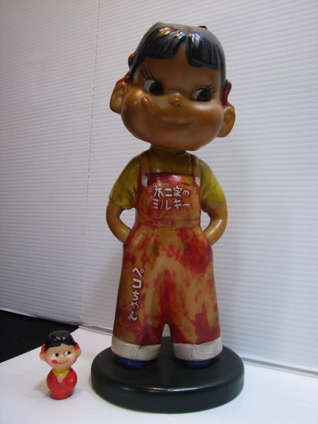 希少☆不二家 ミルキー 首ふりペコちゃん 木台 ソフビ人形 26